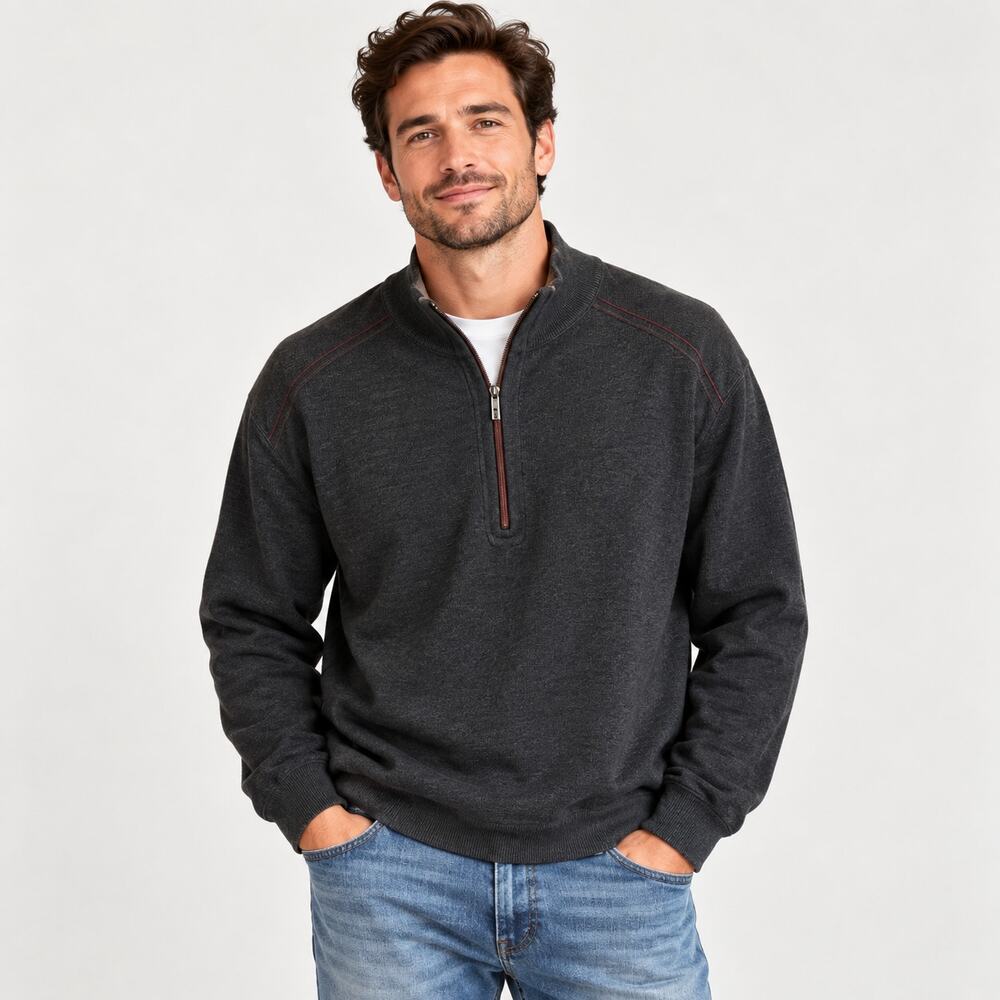 Tommy Bahama Reversible 1/4 Zip sweater 3XL dark grey